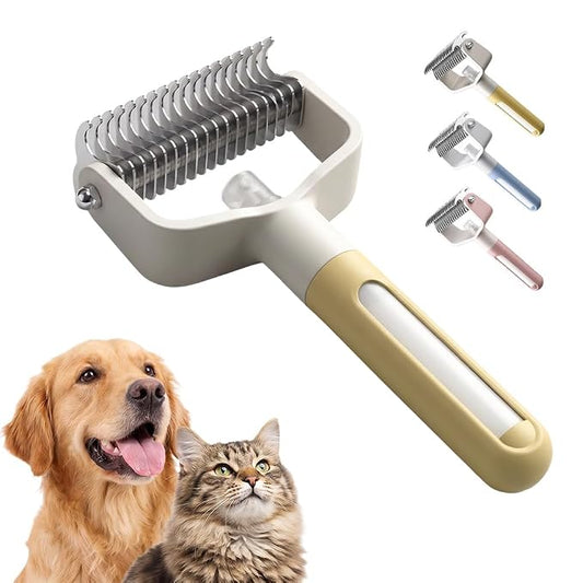 Pet Grooming Tool Deshedding Brush for Dogs and Cats,2026 Pet Hair Brush for Massaging and Cleaning Shedding,Dematting Comb Removes Tangles Knots Loose Fur Grooming Tool for Thick Coats (Yellow)