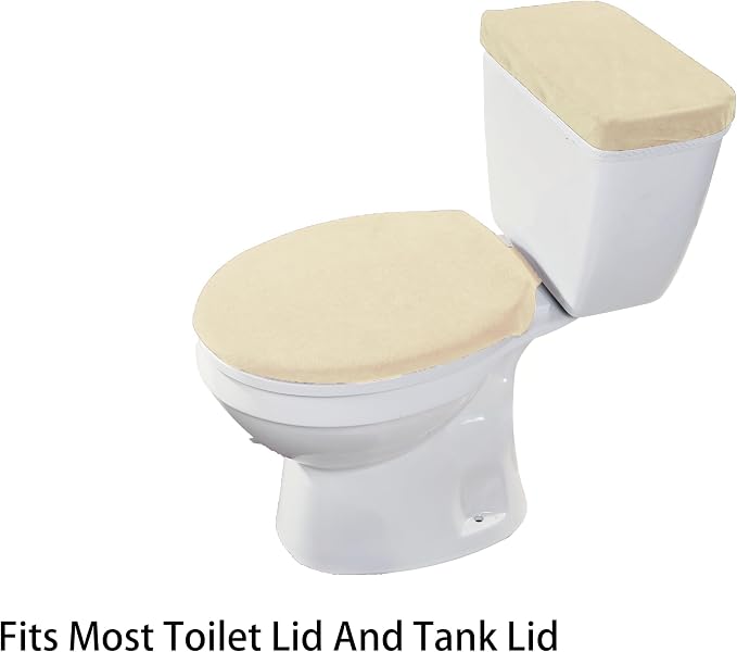 Madeals Memory Foam Bathroom Toilet Rug Set 4 Piece with Toilet Lid Cover and Tank Covers Beige