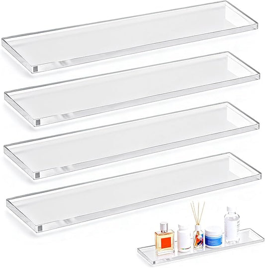 LILXIU 4 PCS 13.5 Inch Medicine Cabinet Shelves Acrylic Medicine Cabinet Shelf Replacement for Living Room Bathroom Kitchen Wall Mounted and Hanging Cabinets