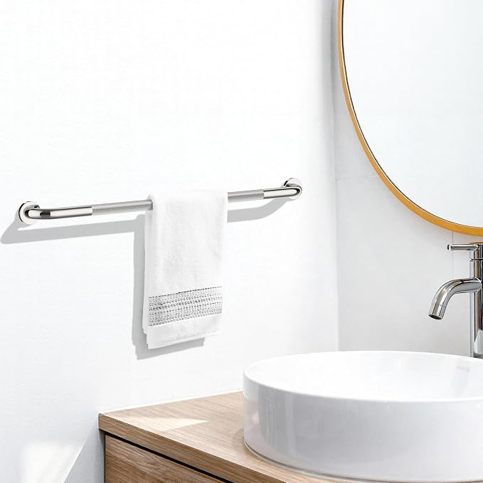 2 Pack 42 Inch Anti-Slip Grab Bar, ZUEXT Chrome Extra Long Stainless Steel Bathroom Safety Assist Handle w/Knurled Grip, Wall Mounted Support Rail for Bathtub, Shower, Toilet Seniors Handicap Safety