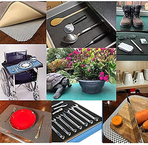 Shelf Liner Drawer Liner Non-Slip Mat Shelves Liners 12" X6.5’ Grid Pattern PVC Non-Adhesive Grip Liner Anti-Slip Mat for Kitchen Cabinets Wire Shelving Pantry Dresser Refrigerator (Brown)