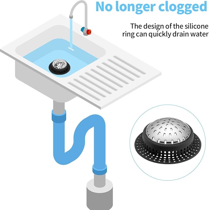 Aluvor Bathtub Drain Hair Catcher Shower Drain Cover Sink Drain Protector | Bathroom Sink & Bathtub Drain Strainer for Pop-Up & Regular Drains, Black