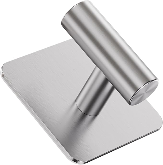 Aikzik 4 Pack Large Heavy Duty Wall Hooks - 26lb Max, Stainless Steel Adhesive Towel Hook, Shower Hooks for Hanging Towel, Coat, Robe, Wall Hook for Use in Bathroom, Kitchen and Door