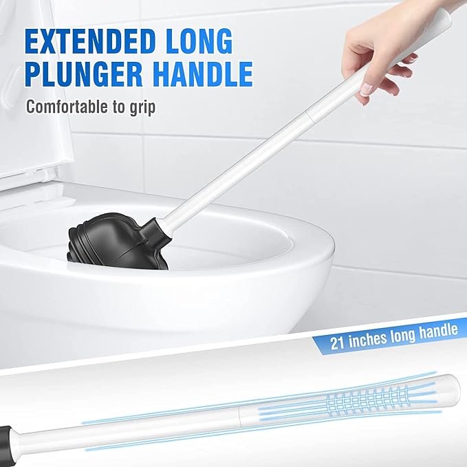 Toilet Plunger with Holder, Unique Plunger with All-Angle Design, Plungers for Bathroom with Holder, Heavy Duty Toilet Plunger for 5.7-inch Toilet Drain Bathroom Cleaning