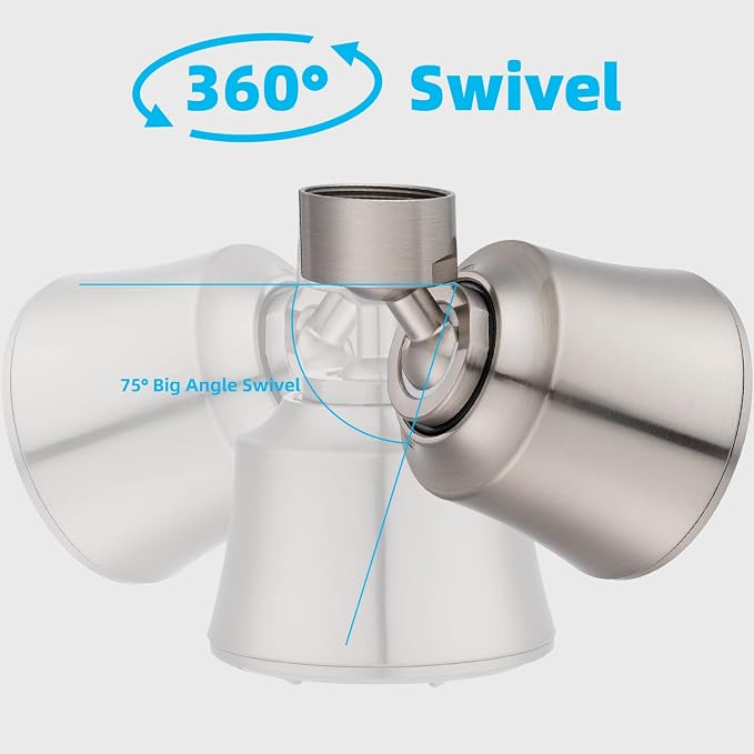iFealClear Kitchen Sink Faucet Head, 360° Faucet Sprayer Attachment for Kitchen Faucet, Large Angle Faucet Aerator 55/64-27UNS, 2 Metal Swivel Joints, 4 Spray Modes, Metal Adapter, Brushed Nickel