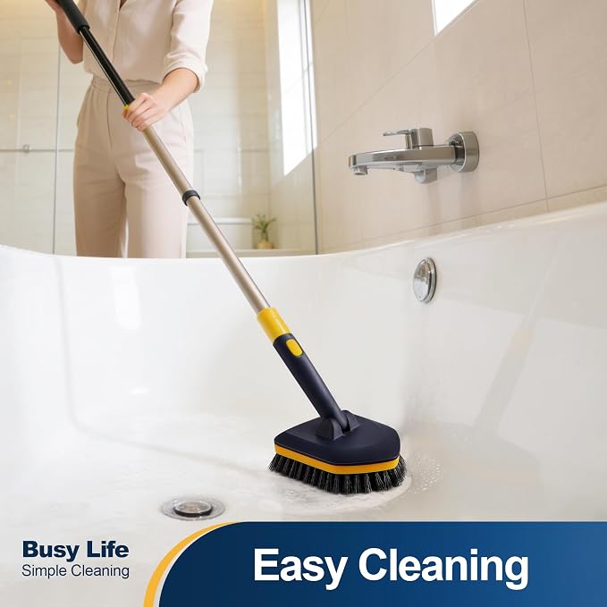 Yocada Tub Tile Scrubber Brush 2 in 1 Cleaning Brush 4*Scouring Pads 58.2" (Pack of 2)