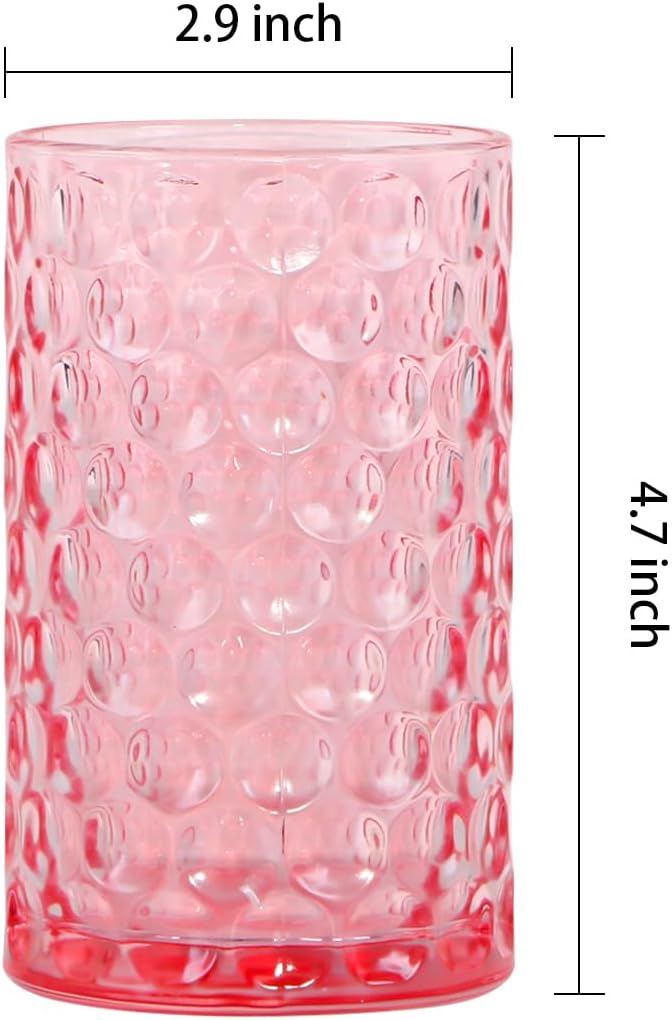 Glass Toothbrush Holder, Pink Bathroom Toothbrush and Toothpaste Holder Set, 11 oz Bathroom Tumbler Cup Set, Decorative Countertop Storage Cups Organizer for Toothpaste, Brushes