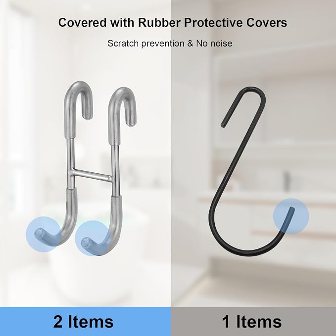 Homevacious 2 Pack Shower Door Hooks Towel Hooks for Bathroom Frameless Glass Shower Door SUS 304 Stainless Steel Drilling-Free Hanger Shower Hooks Chrome