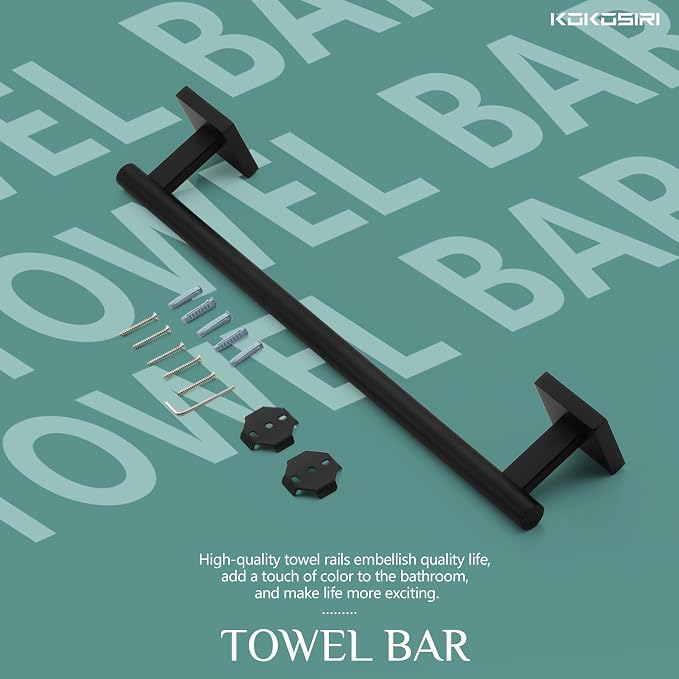 KOKOSIRI Bathroom Towel Bars 16 Inch Towel Rail Matte Black 40CM Hand Towel Holder for Bath Kitchen Wall Stainless Steel B4005BK-L16