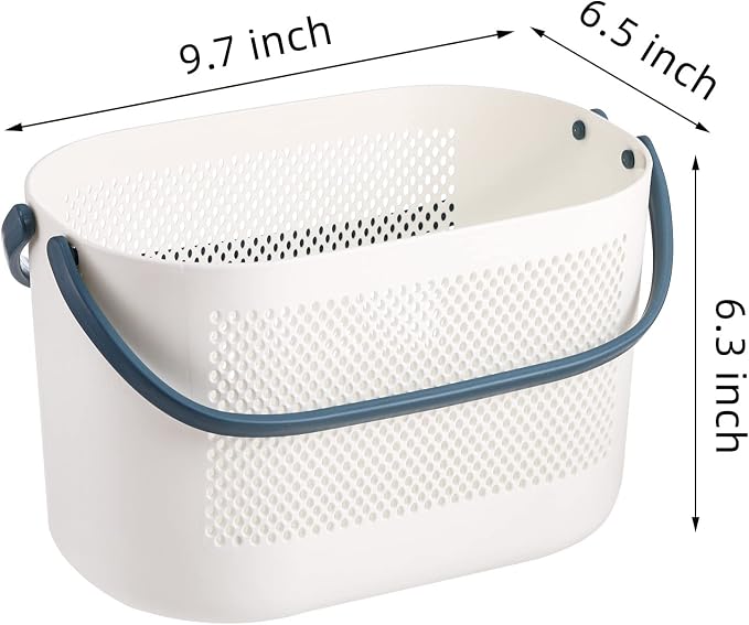 AVLA 4 Pack Portable Shower Caddy Basket, Plastic Storage Baskets with Handles, Drainage Toiletry Organizer Bin, Dorm Shower Tote Bag for Bathroom, Kitchen, Closet, Bedroom, College, Gym, Camp