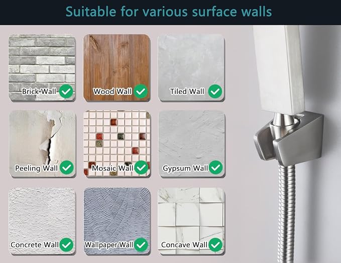 Dual Slot Handheld Shower Head Holder, Secure Screw-in Wall Mount Bracket, 304 Stainless Steel Shower Wand Holder(2 Pcs)