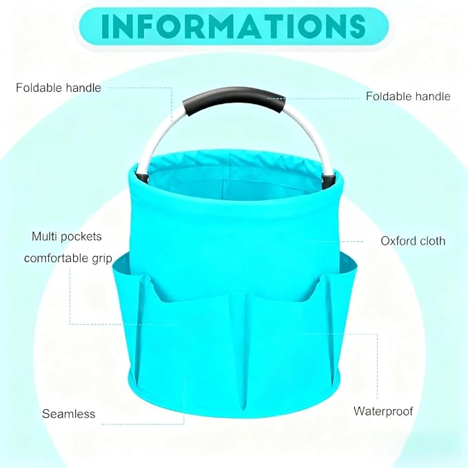 Cleaning Caddy for Cleaning Supplies,17L Cleaning Supply Caddy with Handle Foldable Cleaning Supplies Organizer Bucket Cleaning Products Organizers for Home, Garden (Lake Blue)
