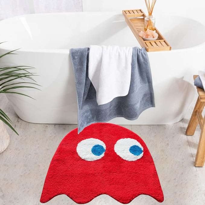 Evovee Red Bathroom Rugs Cute Bath Mat Funny Decor Shower Red Rugs Funky Bedroom Aesthetic Fun Round Preppy Cool Apartment College Novelty Washable Bathmat Game Room Retro