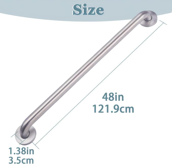 48 Inch Bathroom Grab Bars for Shower, ADA Compliant Stainless Steel Wall Mounted Shower Grab Bar for Seniors, Safety Handicap Bathroom Grab Bar Supports 500 lbs