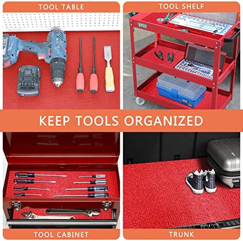 Foam Toolbox Liner Drawer Liner, Non-Slip Shelf Liners 20" W x 288" L Red