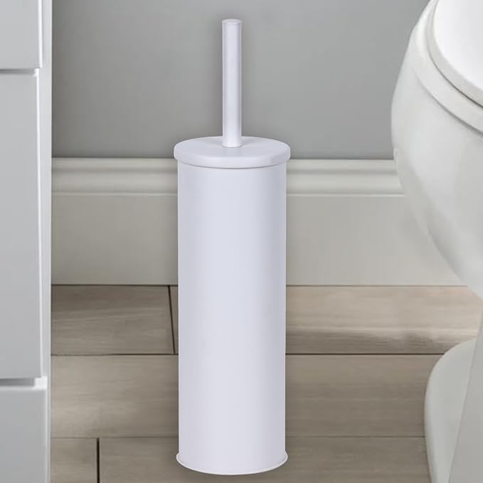 Toilet Plunger with Holder for Bathroom - Deep Cleaning - Heavy Duty - Strong Efficient Suction Cup - Household Essentials - Household Supplies, Matte White