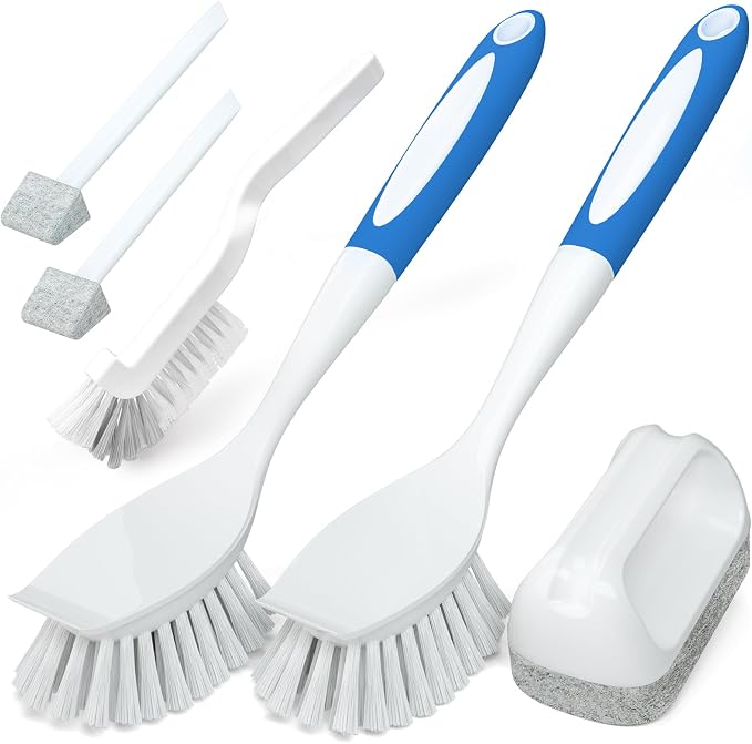 Holikme Dish Brush Cleaning Brush Set for Cleaning Groove Gap,Blue | Dish Brush Set Cleaning Brush Set, Scouring Pad for Cleaning, Groove Gap Brushes for Pot, Pan, Abrasive Wheel Brushes