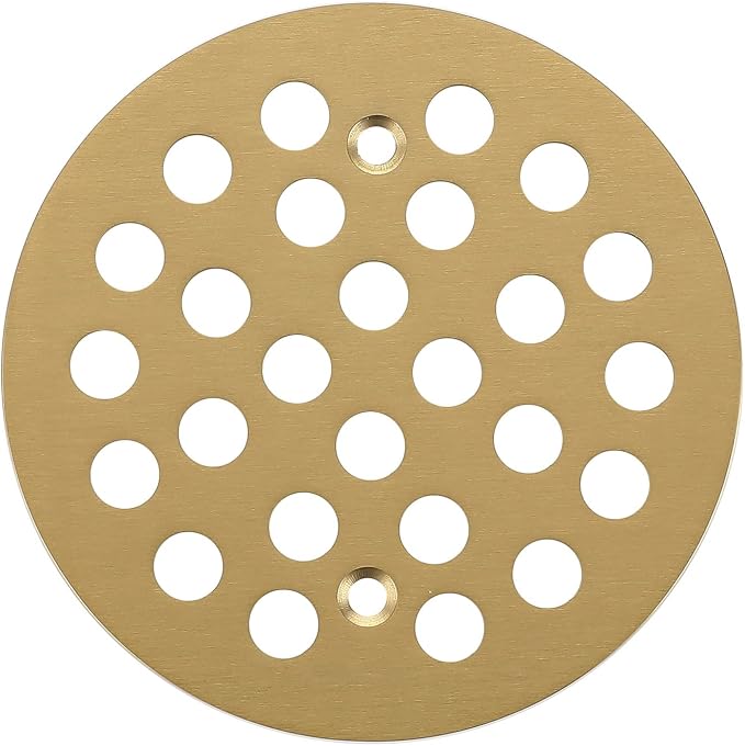 4-1/4 Inch Screw-in Round Shower Drain Cover Replacement Floor Drainer Grate with Screws (Brushed Golden)