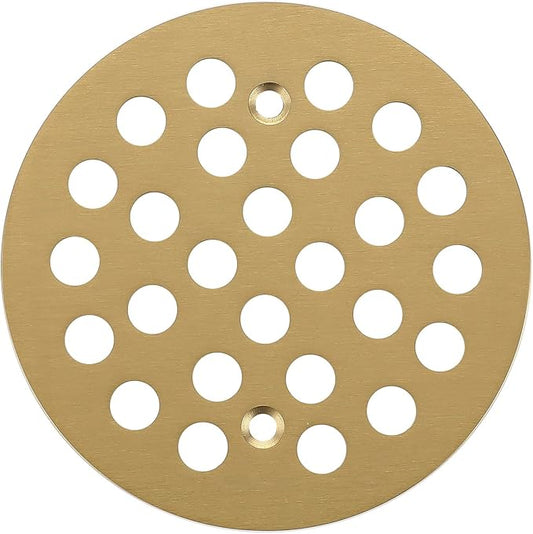 4-1/4 Inch Screw-in Round Shower Drain Cover Replacement Floor Drainer Grate with Screws (Brushed Golden)