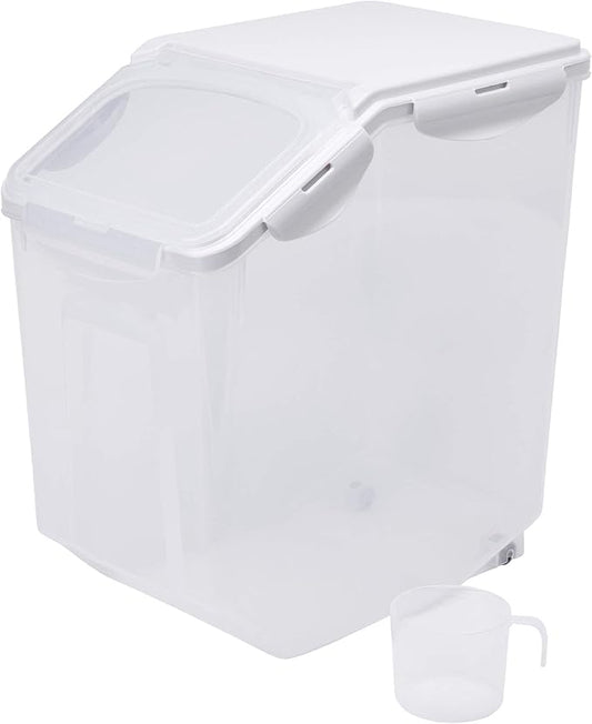 15 Liter / 30 lbs Rice Storage Container with Measuring Cup, BPA free, For Rice | Grain | Pet Food | Flour, 1 count, Clear