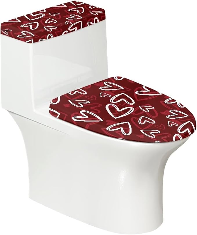 Love Heart Toilet Cover Sets for Bathroom Hearts Toilet Seat and Tank Lid Covers for Bathroom Set Toilet Sink Cover Toilet Lid Cover Universal Toilet Tank Lid