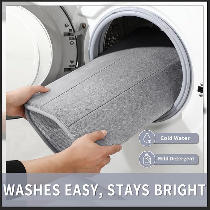 Yimobra Long Bath Mat 44"x24", Super Soft Quick Dry Memory Foam Bathroom Rug, Water Absorbent, Non Slip Backing Machine Washable for Tub Shower, Thick Comfort Support, Gray
