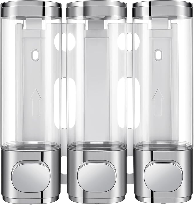 Shower Soap Dispenser,Shampoo and Conditioner Dispenser | Shower Dispenser 3 Chamber No Drill,10.14 oz 3-in-1,Wall Mounted Refillable Bottles,Shower Accessories for Bathroom,RV&Hotel