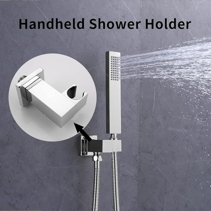 AYIVG Bathroom All Brass Wall Mount Adjustable Hand Held Shower Head Bracket Holder , Chrome Finish