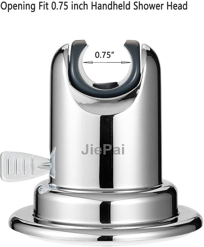 JiePai Vacuum Suction Cup Shower Head Holder,Adhesive Adjustable Suction Handheld Shower Holder Bracket,Removable Wall Mount Holder for Bathroom,Chrome