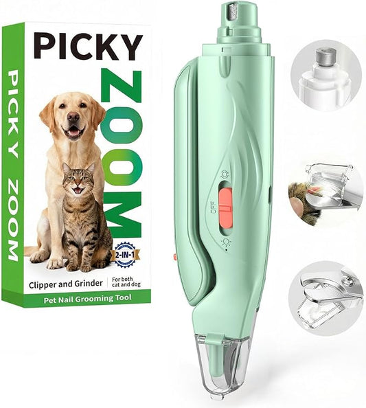 2-in-1 Dog & Cat Nail Clippers and Grinder with LED Light | Sharp Blade, Low-Noise Grinder, Safety Guard & USB Rechargeable Cordless Design for Small, Medium and Large Pets