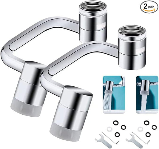 Universal 1080° Rotating Faucet Extender Aerator,2 Packs Solid Brass Universal Splash Filter Faucet,1080 Big Angle Swivel Faucet Aerator Sink Attachment,Dual-Function 2-Flow Sprayer