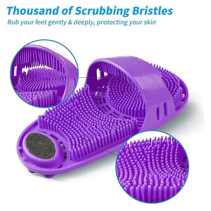 Silicone Shower Foot Scrubber Personal Foot Massage and Cleaning with Soft Silicone Bristles and Non-Slip Suction Cups, Foot Scrubbers for Use in Shower Men and Women (1PCS Violet)