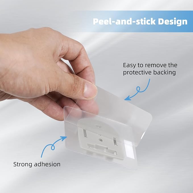 Hibbent 2 PCS Wall Mounted Replacement Sticky Pads, Adhesive Replacement for Bathroom Shower Head Holder, No Drilling Hook Strong Transparent Adhesive Strip Pad for Handheld Shower Holder
