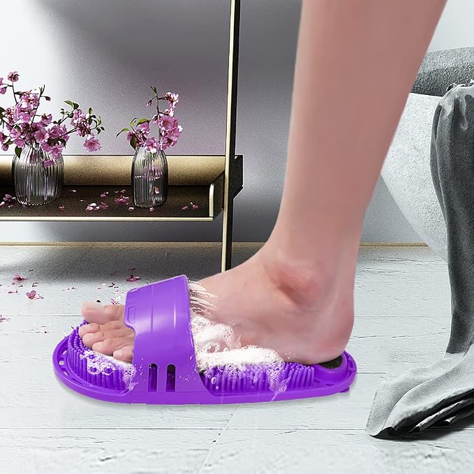 Silicone Shower Foot Scrubber Personal Foot Massage and Cleaning with Soft Silicone Bristles and Non-Slip Suction Cups, Foot Scrubbers for Use in Shower Men and Women (1PCS Violet)