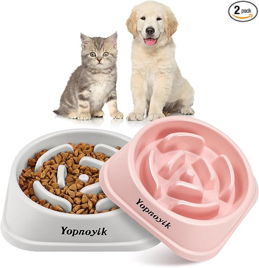 2 Pack Slow Feeder Dog Bowls for Small Dogs | Non-Slip Base, Anti-Choking Design, Reduces Bloating & Overeating, Easy to Clean, 1 Cup