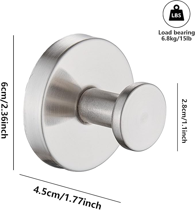 Suction Cup Hooks for Shower, Wreath Hangers for Front Door, Glass Door & Window - Strong Towel, Bath Robe, Loofah Hook Holder for Hanging up to 15 lbs - Waterproof (Silver, 4 Pack)