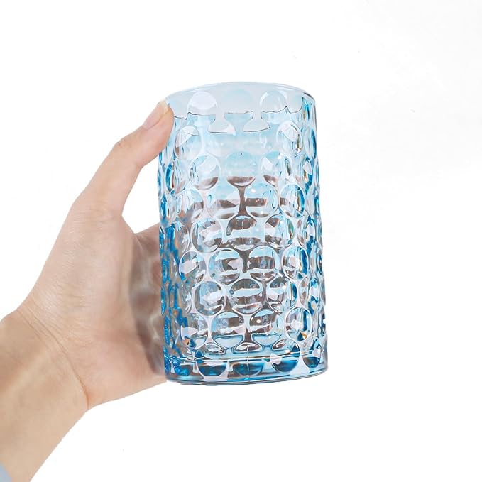 Glass Toothbrush Holder, Blue Bathroom Toothbrush and Toothpaste Holder Set, 11 oz Bathroom Tumbler Cup Set, Decorative Countertop Storage Cups Organizer for Toothpaste, Brushes