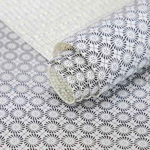 FIFTY FEET 12"x120" Non-Adhesive Shelf Liner for Kitchen Cabinets and Drawers, Washable Non-Slip PVC Cabinet Liner (Black Circle)(1 Roll)