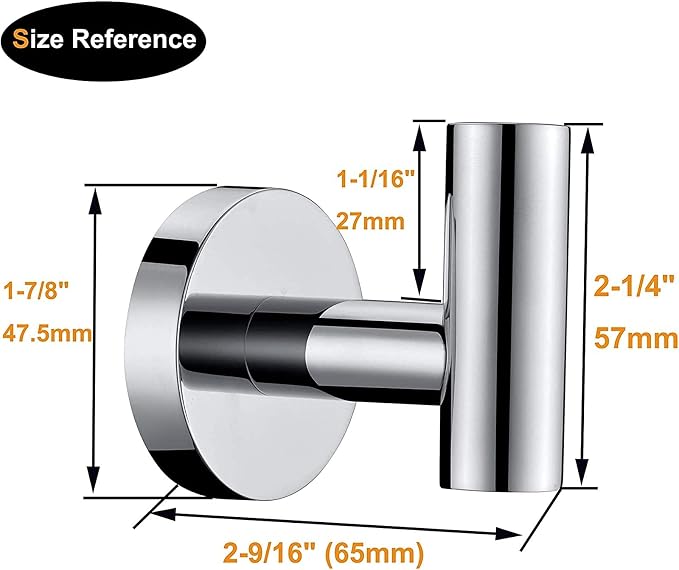 Nolimas Towel Coat Hook Polished Chrome, SUS304 Stainless Steel Bathroom Clothes Cabinet Closet Sponges Robe Hook Wall Mounted Round Kitchen Heavy Duty Door Hanger 4 Packs