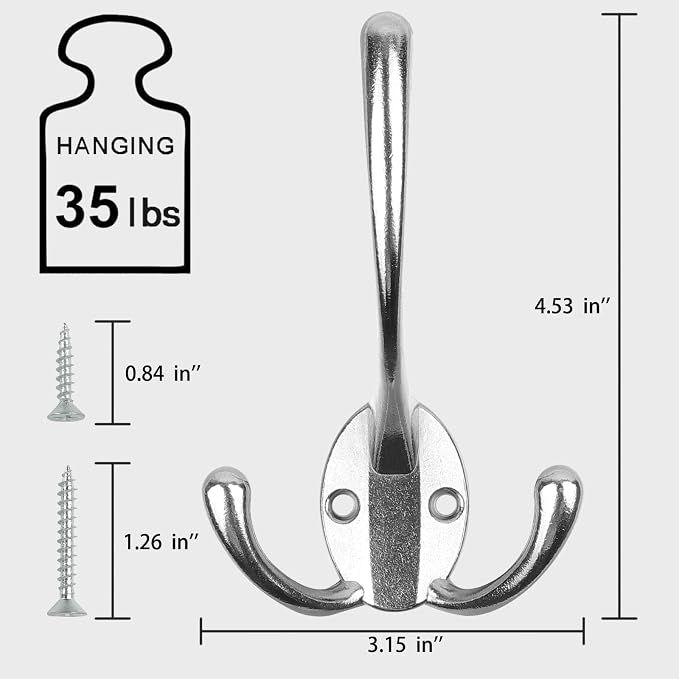 Wall Mounted Coat Hooks 5 Pack Heavy Duty Black Hardware Robe Hooks Decorative for Single Hanging Coats Towel Cubicle Classroom Kitchen Bath Backpack Hat Hook