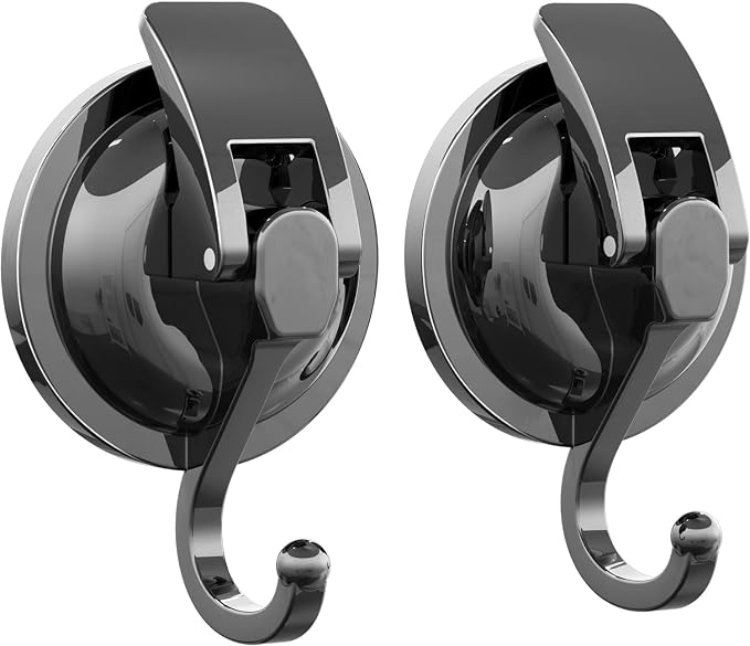 11 LBS Heavy Duty Suction Cup Hooks No Drill Wreath Hanger for Glass Door Bathroom Tile 2 Pack Gunmetal Grey