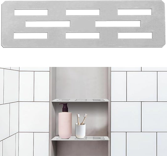Rectangular Shower Niche Shelf for 12 Inch Tile, Tile Ready Niche Insert with Brushed 316 Stainless Steel, Fits 1/8 Inch Grout Lines, Recessed Shower Shelf