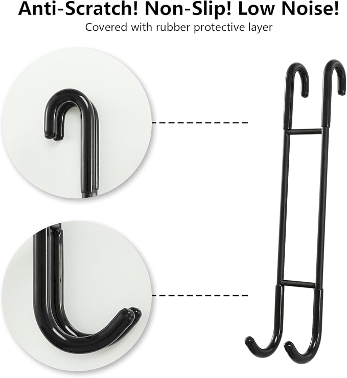 NINETREX Shower Door Hooks,Over Glass Door Hooks for Bathrooms Frameless Glass,Heavy Duty SUS 304 Stainless Steel Hook for Towels,Squeegee,Loofah,Shaver,Robe,2 Pack,Black,10Inch