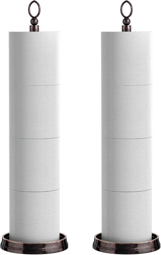 ROLABAM Toilet Paper Holder Stand, Free Standing Toilet Paper Storage for Bathroom, Weighted Base with Reserve for 4 Roll (2 Pack, Oil Rubbed Bronze)