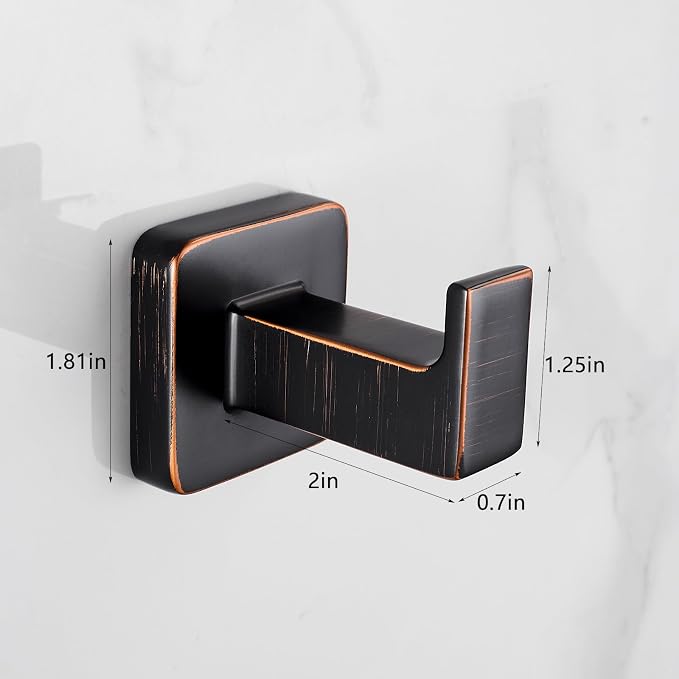 Oil Rubbed Bronze Square Bathroom Coat Hook Towel Hook Wall Mounted Bathrobe Hook 4 Bathroom Hooks