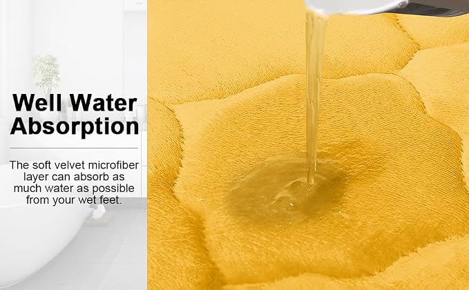OLANLY Memory Foam Bath Mat Rug 70x24, Ultra Soft Bathroom Rugs, Yellow | Thick Absorbent Carpet, Non-Slip Backing, Machine Washable, for Bathroom Floor, Tub, Shower and Home Decor Accessories