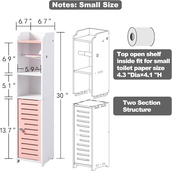 AOJEZOR Toilet Paper Holder Stand: Drill Free for Small Bathroom Renters