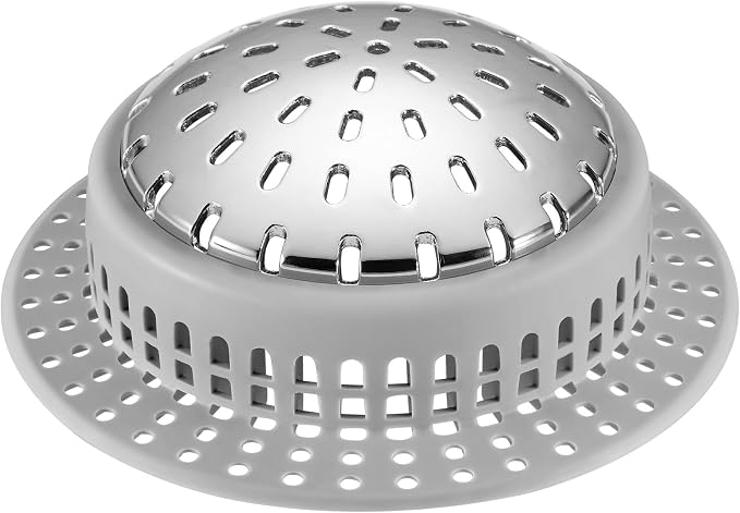 Aluvor Bathtub Drain Hair Catcher Shower Drain Cover Sink Drain Protector | Bathroom Sink & Bathtub Drain Strainer for Pop-Up & Regular Drains, Silver Grey