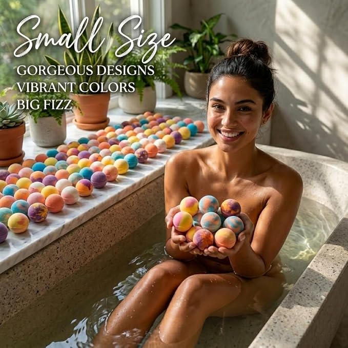 EvolutionUSA Refresh Bath Bombs for Women & Kids – 24 Bath Bombs Mini Sized, Organic Bathbomb Set, Women & Kids Bath Fizz, Luxury Gift for Mother’s Day, Easter, Valentines, Birthday or Self Care