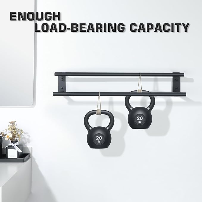 Alise Double Towel Bars for Bathroom,Wall Mount Towel Holder Towel Racks for Bathroom Lavatory,SUS304 Stainless Steel Towel Hanger Towel Rails,Matte Black,24 inch